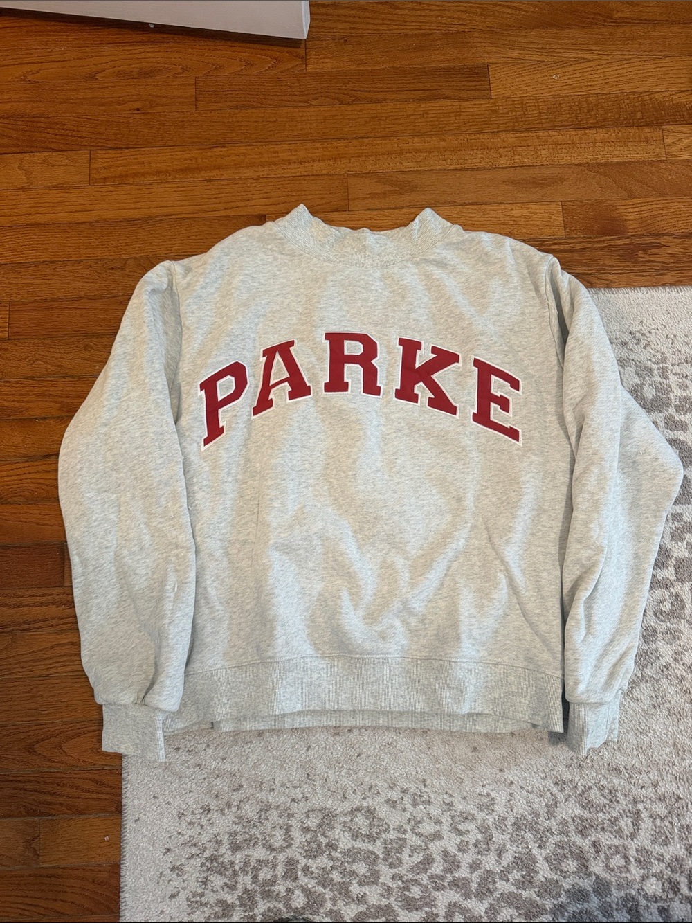 PARKE Heritage Grey Crewneck Sweatshirt with Red Lettering NWOT L/XL
